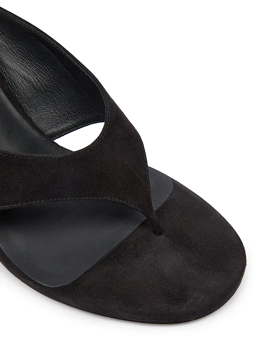 ALAIA Women's 75MM Slip-On Suede Wedge Sandals - Noir | Thumbnail 6