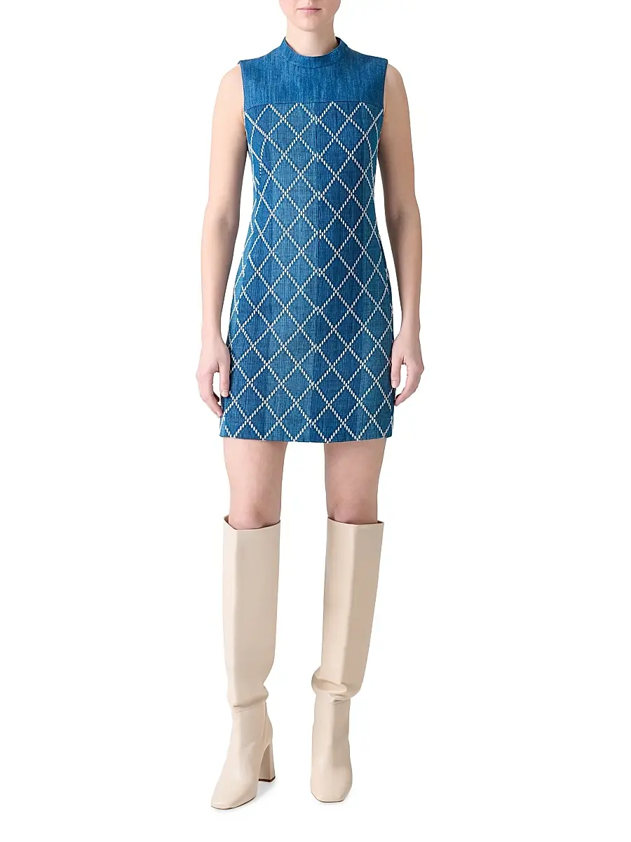 Akris punto Women's Jacquard Denim Sheath Minidress | Thumbnail 2 Akris punto Women's Jacquard Denim Sheath Minidress | Thumbnail 2