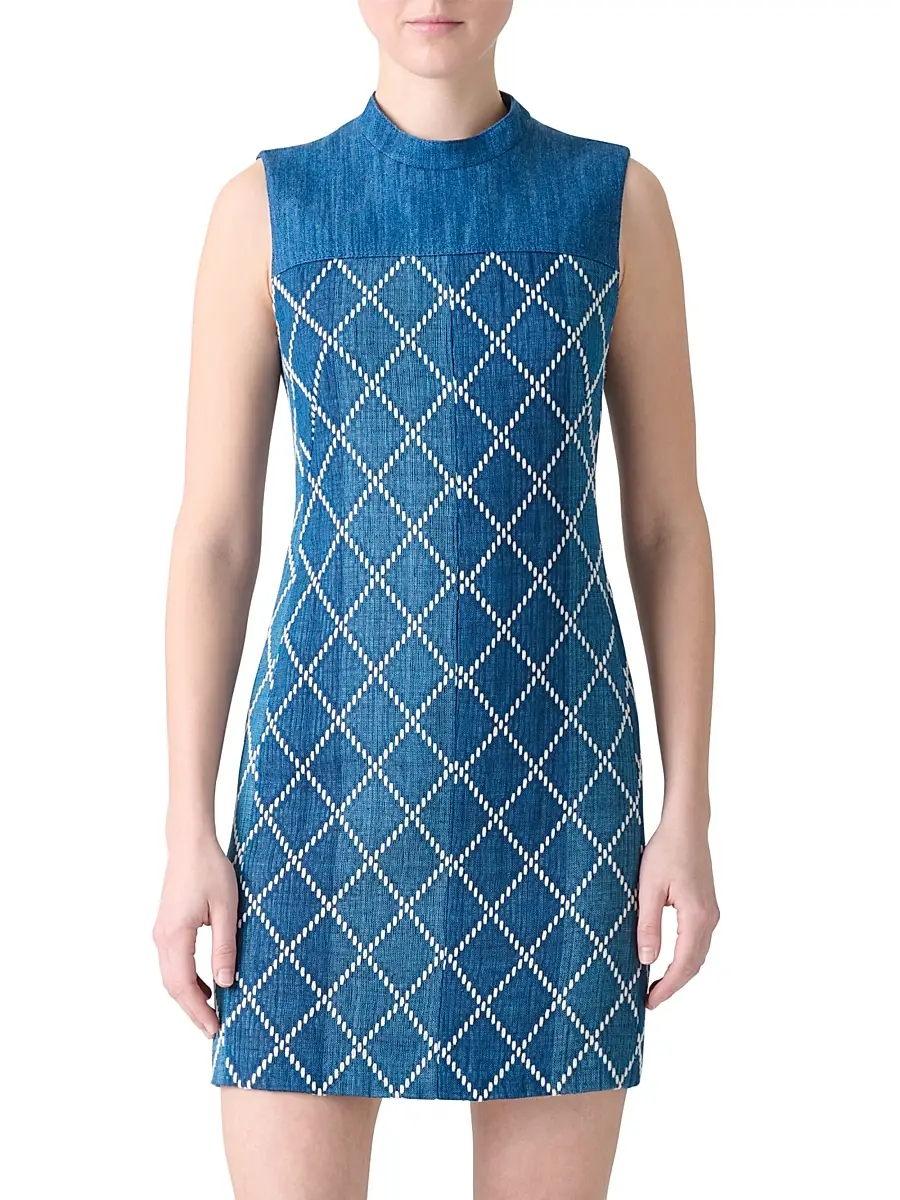 Akris punto Women's Jacquard Denim Sheath Minidress | Thumbnail 3 Akris punto Women's Jacquard Denim Sheath Minidress | Thumbnail 3
