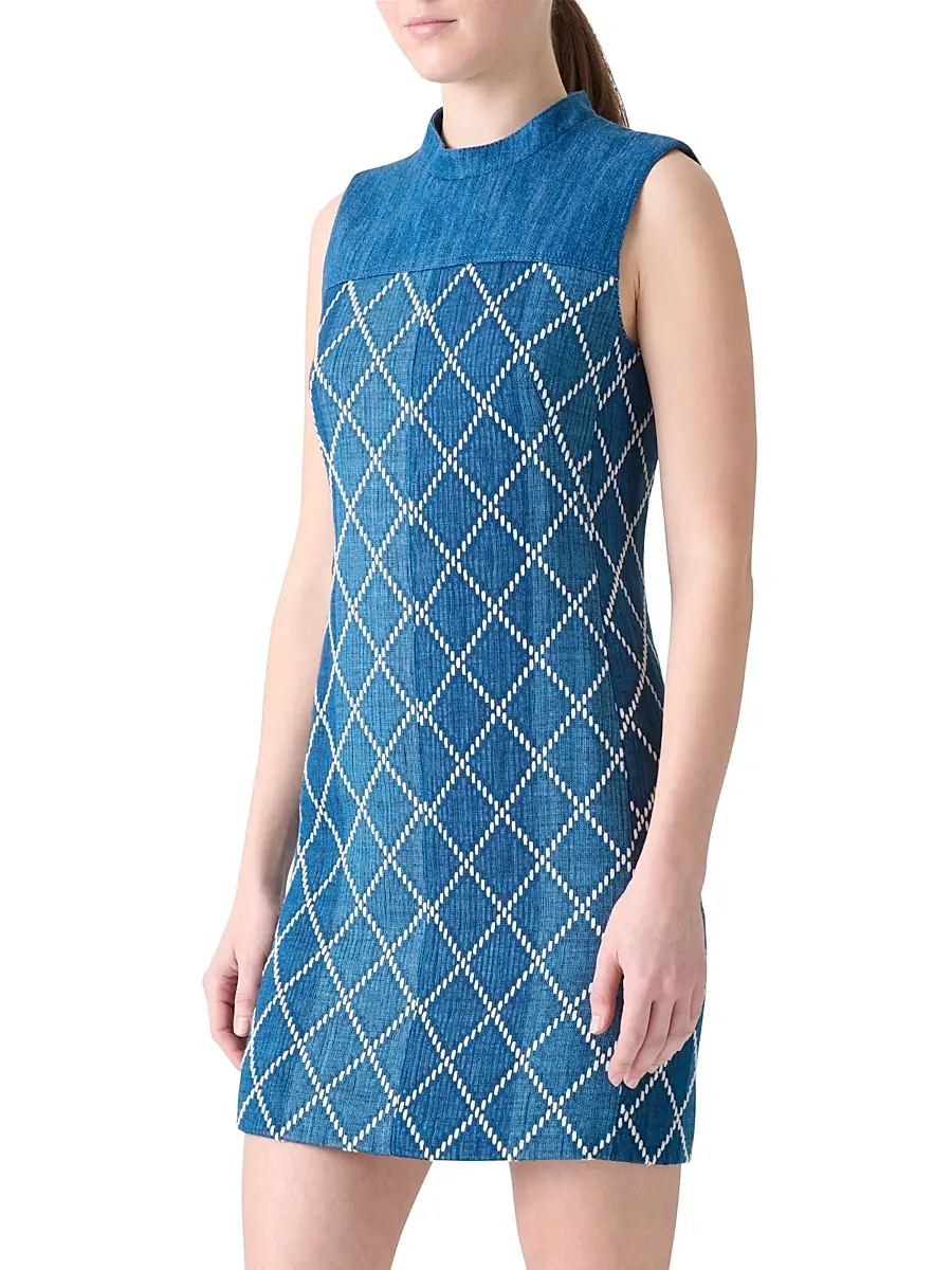 Akris punto Women's Jacquard Denim Sheath Minidress | Thumbnail 4 Akris punto Women's Jacquard Denim Sheath Minidress | Thumbnail 4