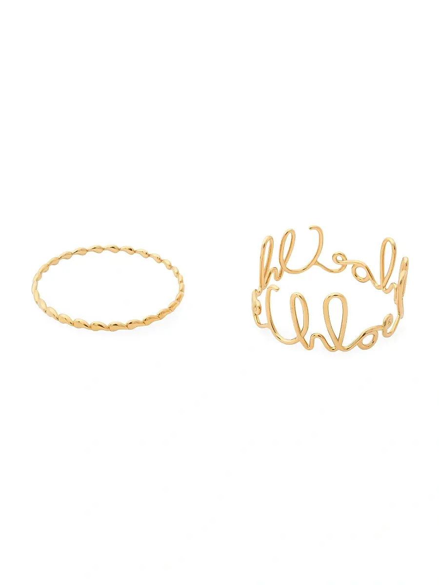 Chloé Women's Iconic Goldtone 2-Piece Bangle Set - Vintage Gold | Thumbnail 2 Chloé Women's Iconic Goldtone 2-Piece Bangle Set - Vintage Gold | Thumbnail 2
