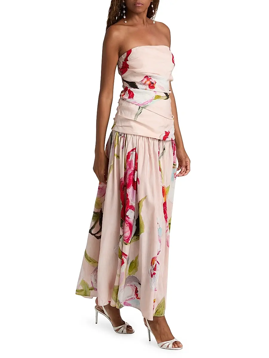ACLER Women's Nershall Watercolor Pintucked Strapless Maxi Dress | Thumbnail 2 ACLER Women's Nershall Watercolor Pintucked Strapless Maxi Dress | Thumbnail 2
