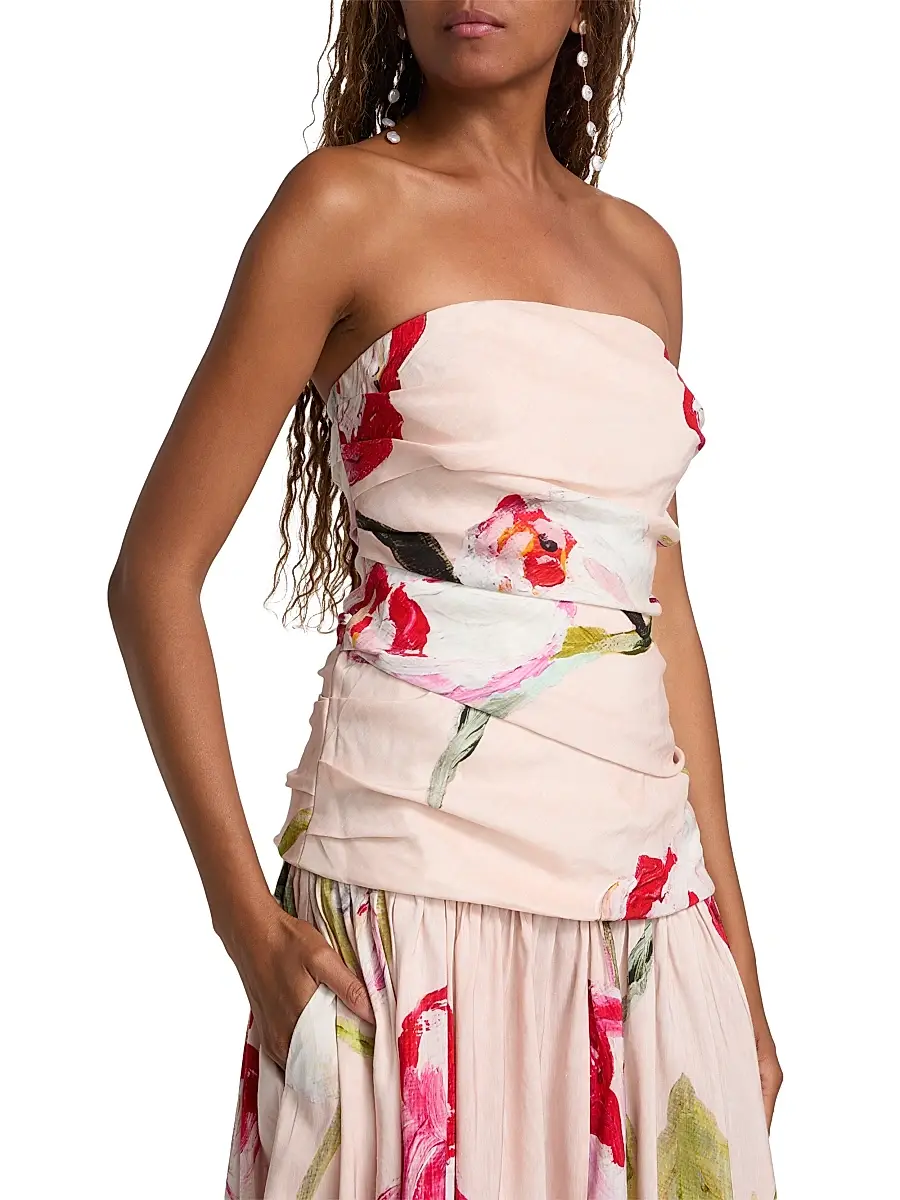 ACLER Women's Nershall Watercolor Pintucked Strapless Maxi Dress | Thumbnail 6 ACLER Women's Nershall Watercolor Pintucked Strapless Maxi Dress | Thumbnail 6