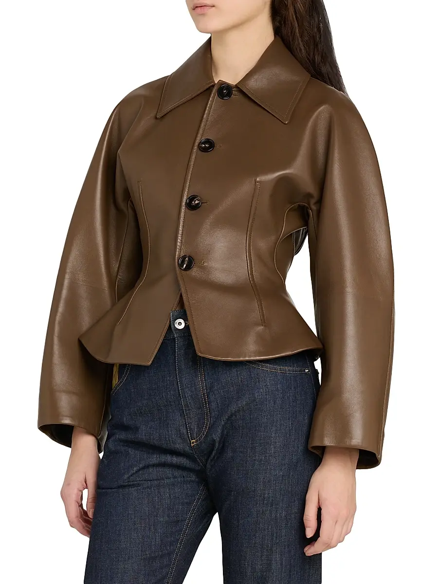 Bottega Veneta Women's Sculpted Leather Jacket | Thumbnail 4 Bottega Veneta Women's Sculpted Leather Jacket | Thumbnail 4