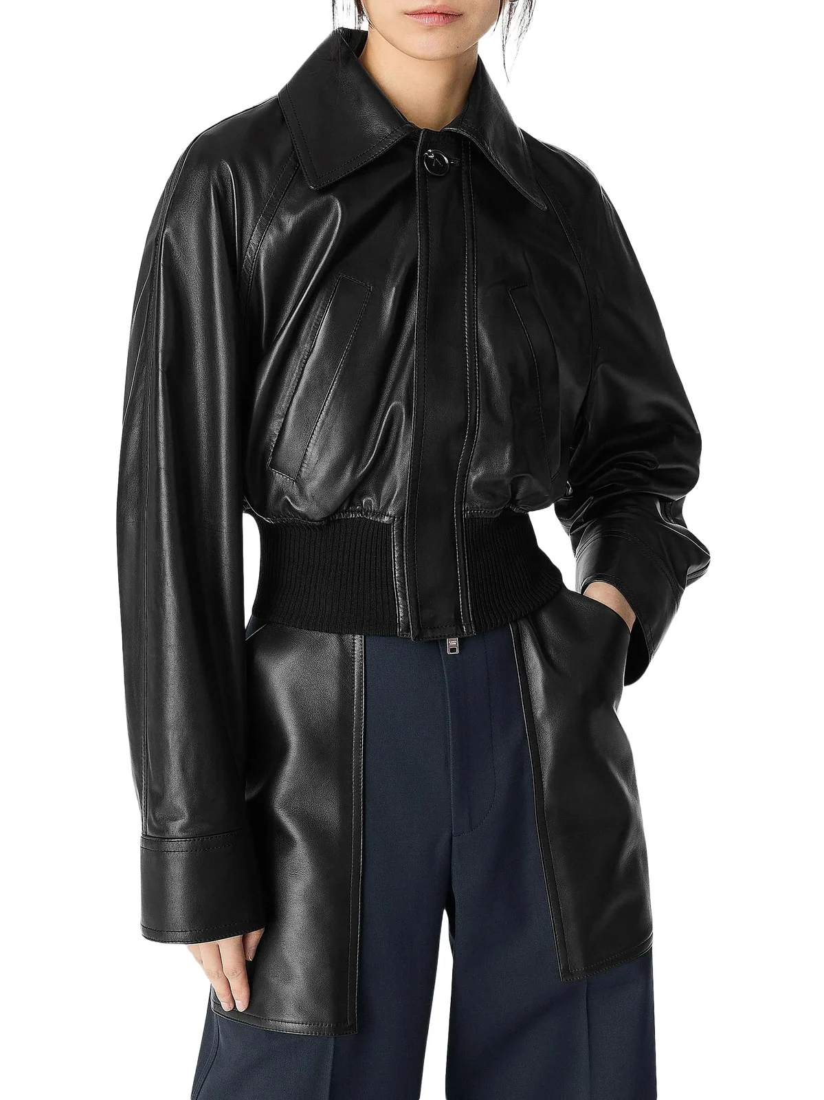 Women's Leather Blouson Jacket Women's Leather Blouson Jacket