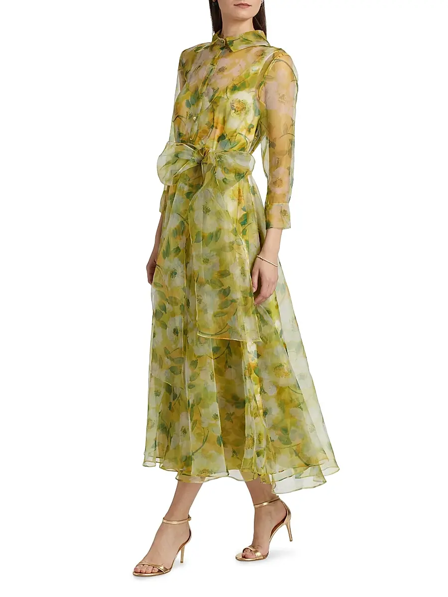 Theia Women's Magdalene Organza Shirt Dress - Blossom Glow | Thumbnail 2 Theia Women's Magdalene Organza Shirt Dress - Blossom Glow | Thumbnail 2