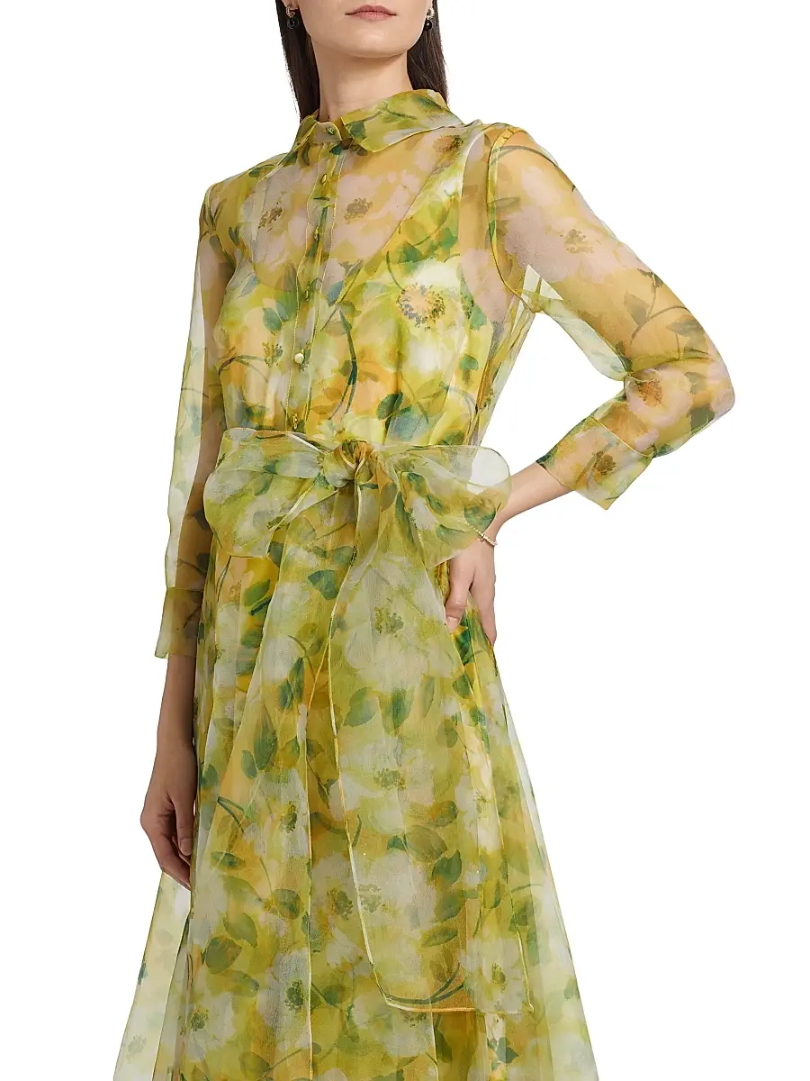 Theia Women's Magdalene Organza Shirt Dress - Blossom Glow | Thumbnail 6 Theia Women's Magdalene Organza Shirt Dress - Blossom Glow | Thumbnail 6