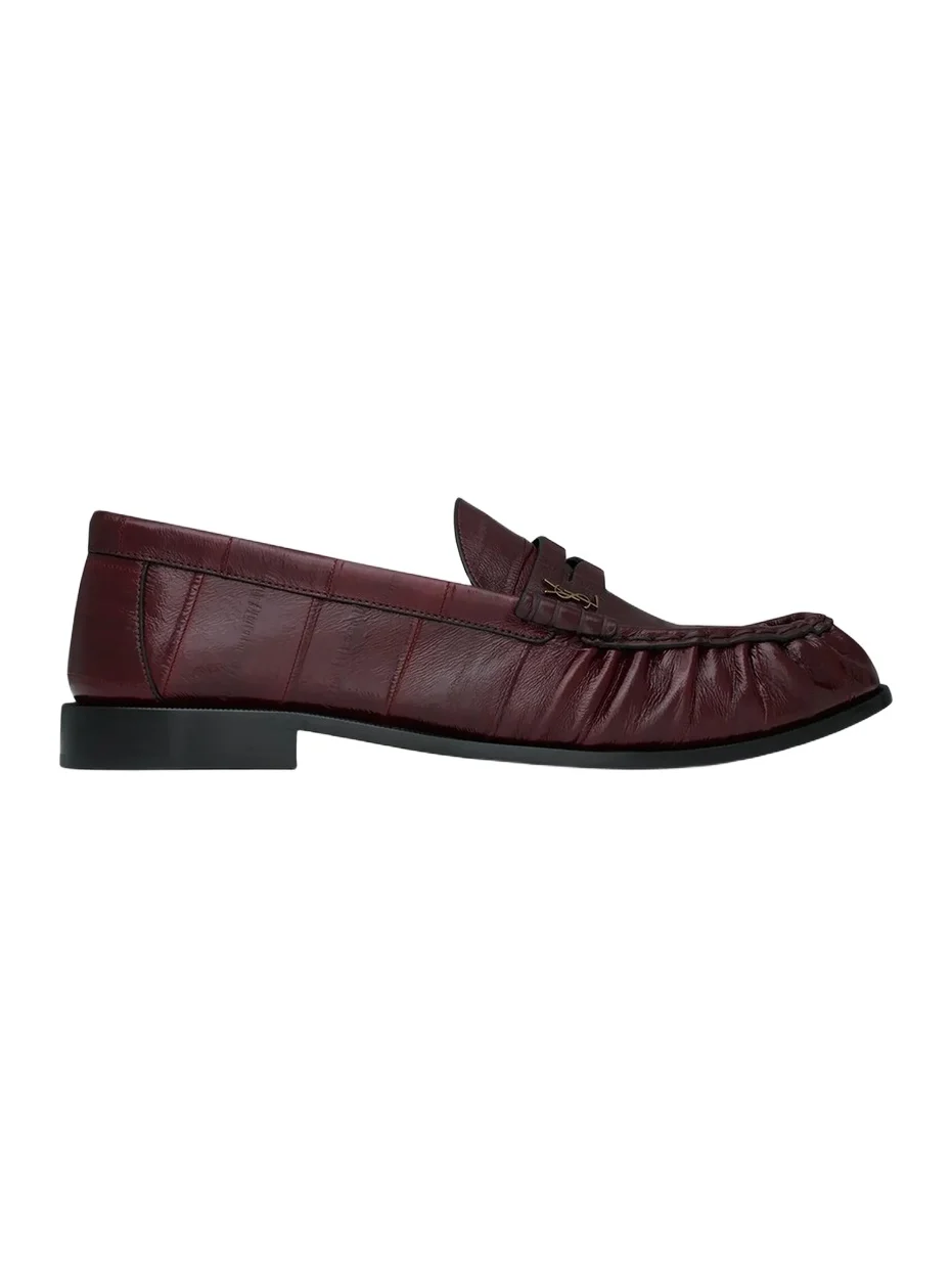 Saint Laurent Men's Men's Le Loafers Supple in Eel - Deep Bordeaux