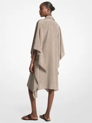 Michael Kors Collection Striped Crepe de Chine Caftan Shirtdress in Brown | Thumbnail 3