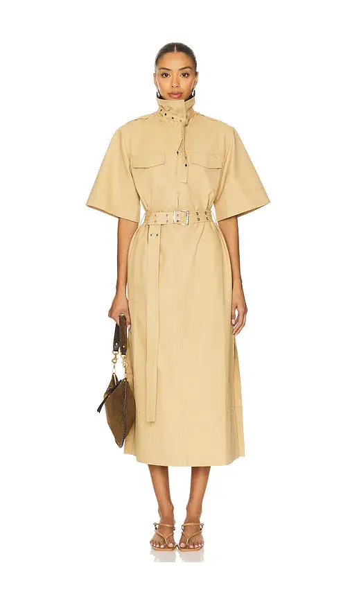 Ganni Classic Summer Suiting Cowl Neck Long Dress | Image 1 Ganni Classic Summer Suiting Cowl Neck Long Dress | Image 1