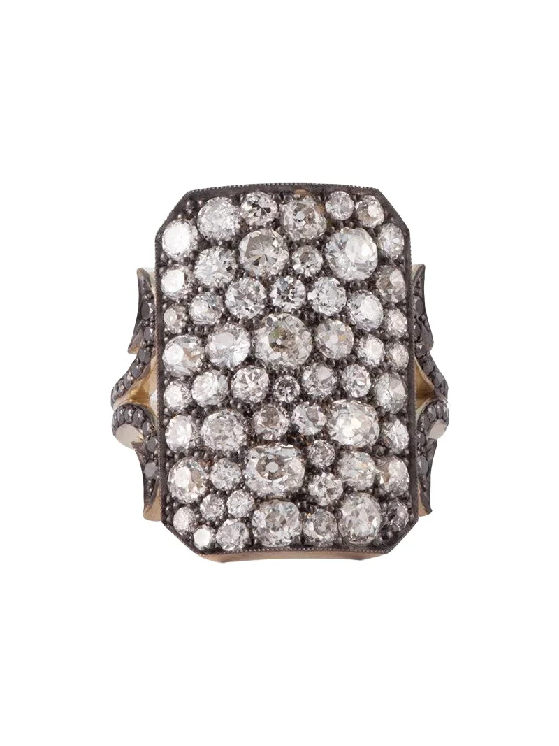 Old Euro Black Diamond Ten Table Ring Old Euro Black Diamond Ten Table Ring