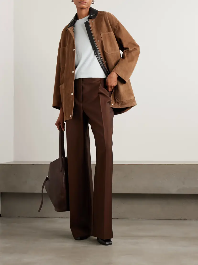 Nour Hammour Barn Leather-trimmed Suede Jacket | Thumbnail 2 Nour Hammour Barn Leather-trimmed Suede Jacket | Thumbnail 2