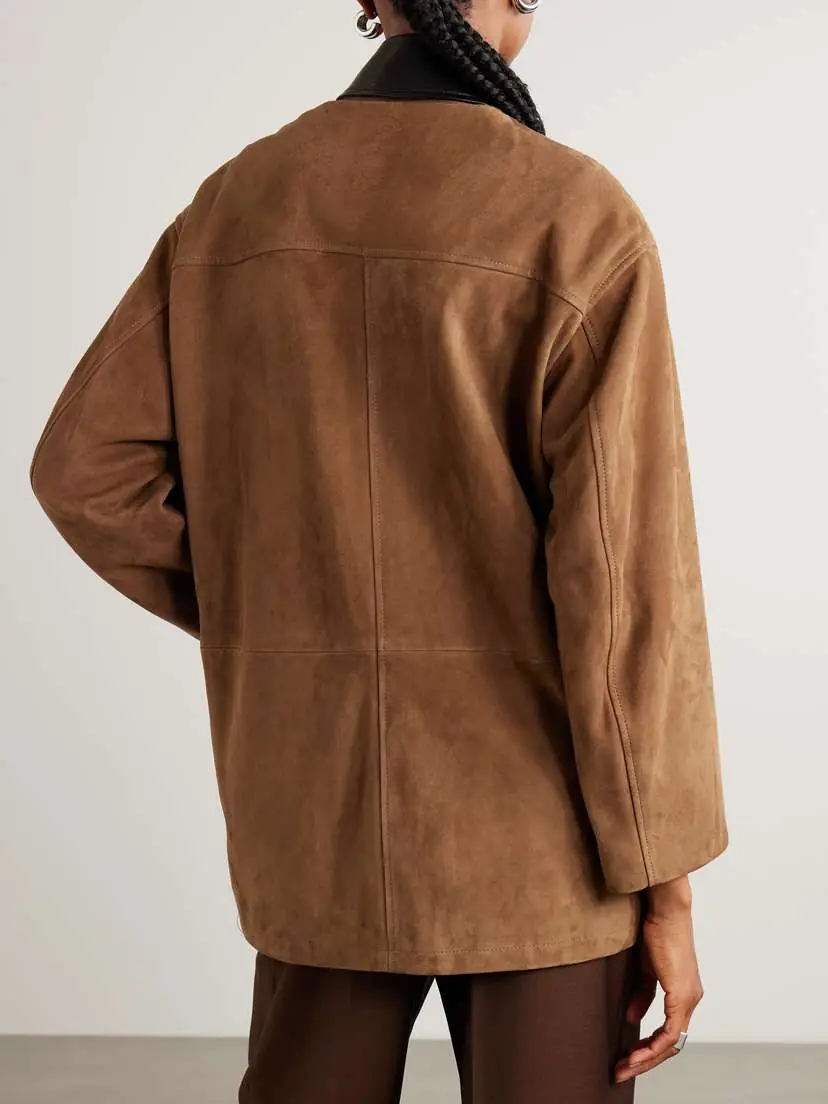 Nour Hammour Barn Leather-trimmed Suede Jacket | Thumbnail 4 Nour Hammour Barn Leather-trimmed Suede Jacket | Thumbnail 4