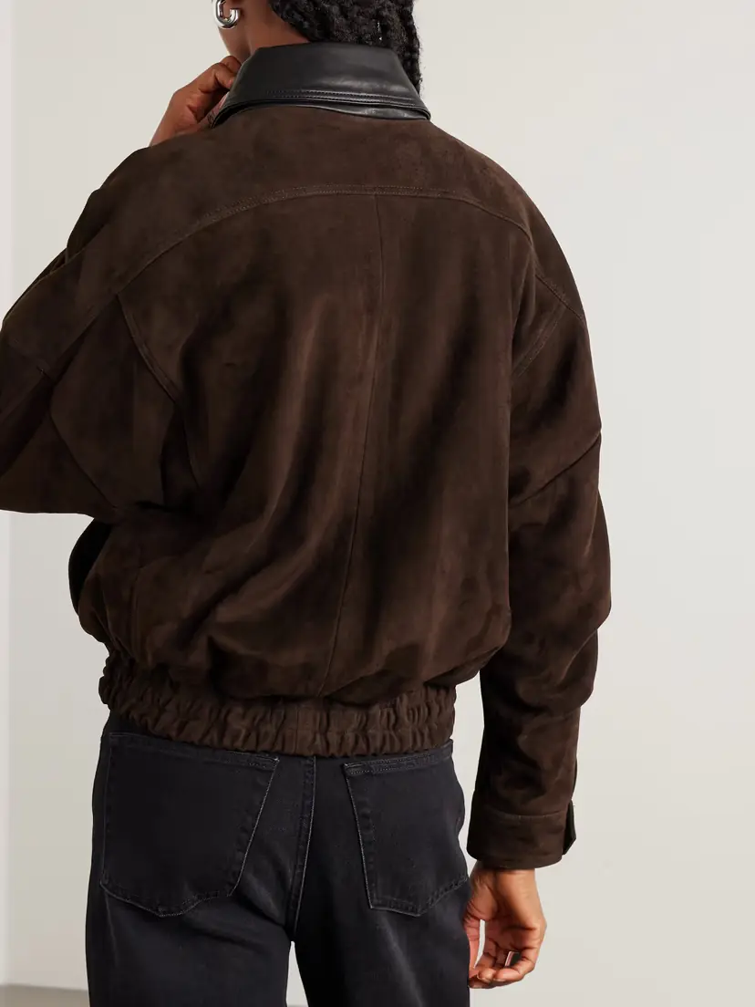 Nour Hammour Dalma Leather-trimmed Suede Bomber Jacket | Thumbnail 4 Nour Hammour Dalma Leather-trimmed Suede Bomber Jacket | Thumbnail 4