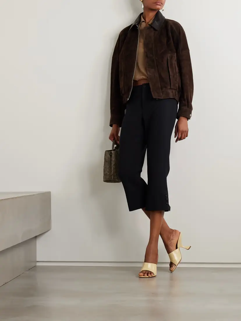 Nour Hammour Dalma Leather-trimmed Suede Bomber Jacket | Thumbnail 5 Nour Hammour Dalma Leather-trimmed Suede Bomber Jacket | Thumbnail 5