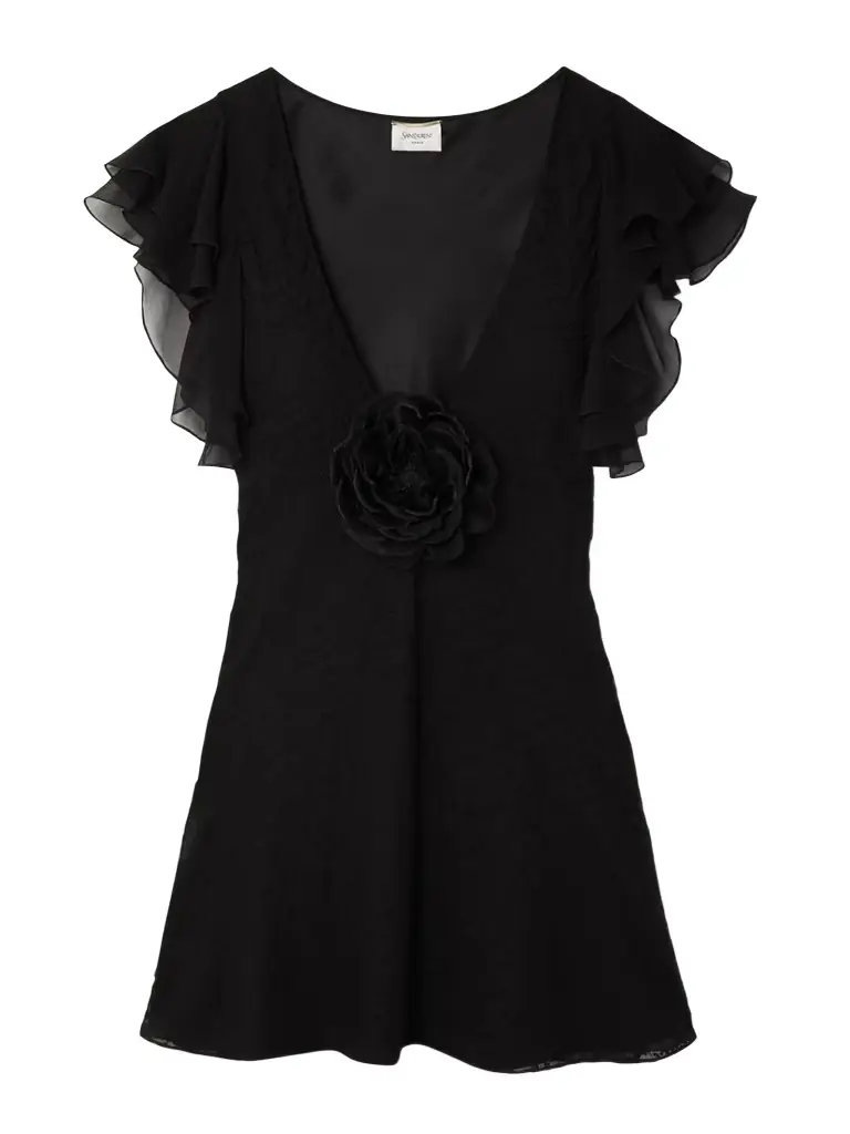 Saint Laurent Appliquéd Broderie Anglaise Cotton-blend Voile Mini Dress | Image 1 Saint Laurent Appliquéd Broderie Anglaise Cotton-blend Voile Mini Dress | Image 1