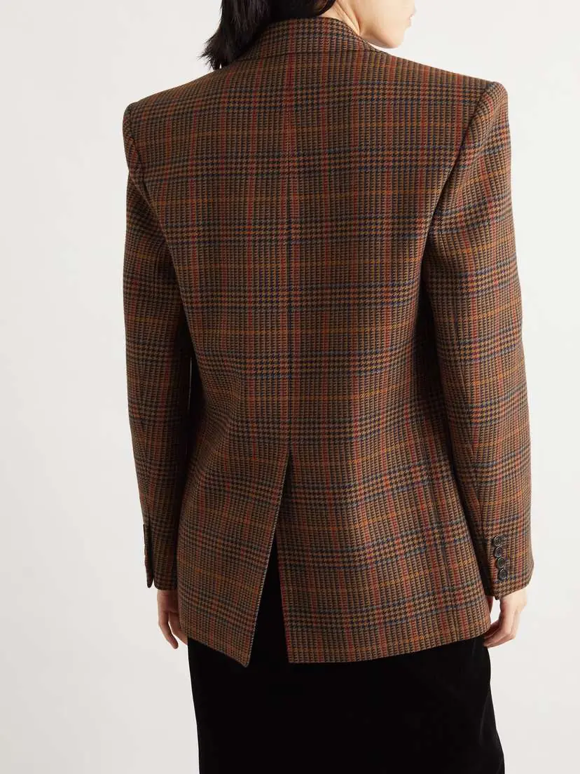 Saint Laurent Prince Of Wales Checked Wool Blazer | Thumbnail 3
