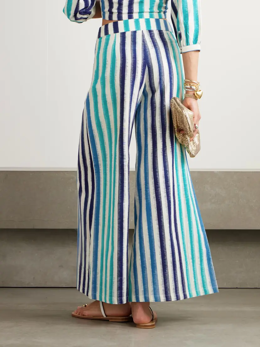Emporio Sirenuse Adele Striped Cotton Wide-leg Pants | Thumbnail 3 Emporio Sirenuse Adele Striped Cotton Wide-leg Pants | Thumbnail 3