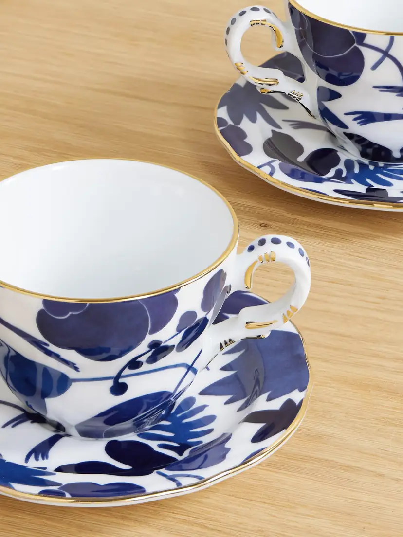 La DoubleJ Set Of Two Gold-plated Porcelain Teacups And Saucers | Thumbnail 3 La DoubleJ Set Of Two Gold-plated Porcelain Teacups And Saucers | Thumbnail 3