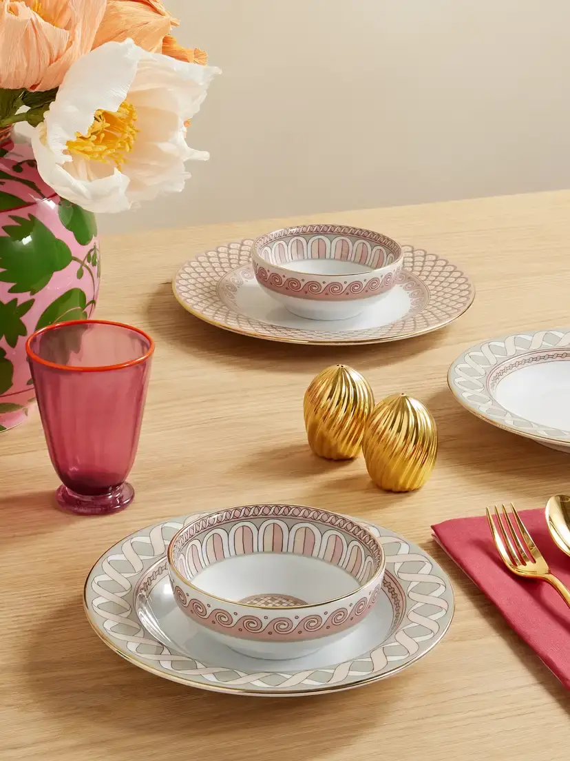 La DoubleJ Set Of Two Gold-plated Porcelain Snack Bowls | Thumbnail 2