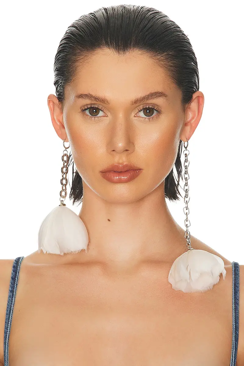David Koma Feather Flower Asymmetric Earrings | Thumbnail 4 David Koma Feather Flower Asymmetric Earrings | Thumbnail 4
