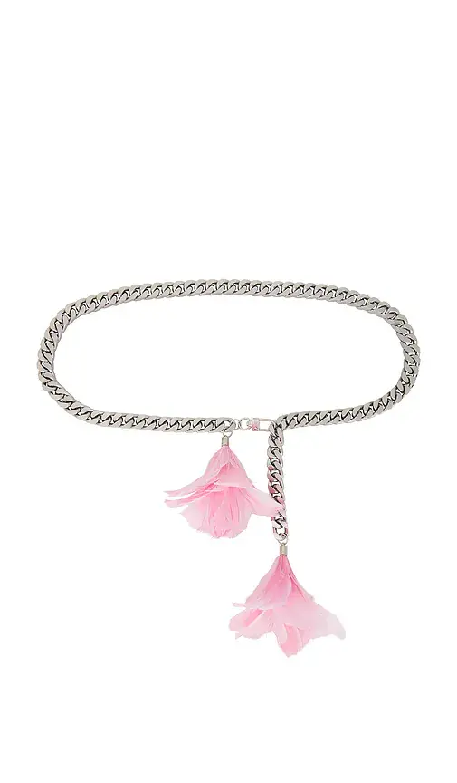 David Koma Feather Flower Detail Chunky Chain Belt