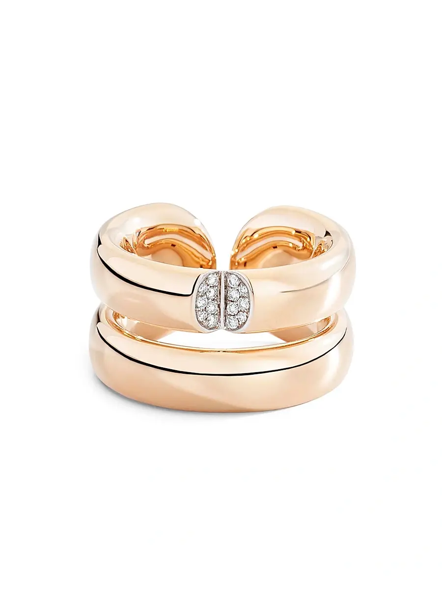 Vhernier Women's Mon Jeu 18K Rose Gold & 0.09 TCW Diamond Double Band Ring - Rose Gold | Thumbnail 3 Vhernier Women's Mon Jeu 18K Rose Gold & 0.09 TCW Diamond Double Band Ring - Rose Gold | Thumbnail 3