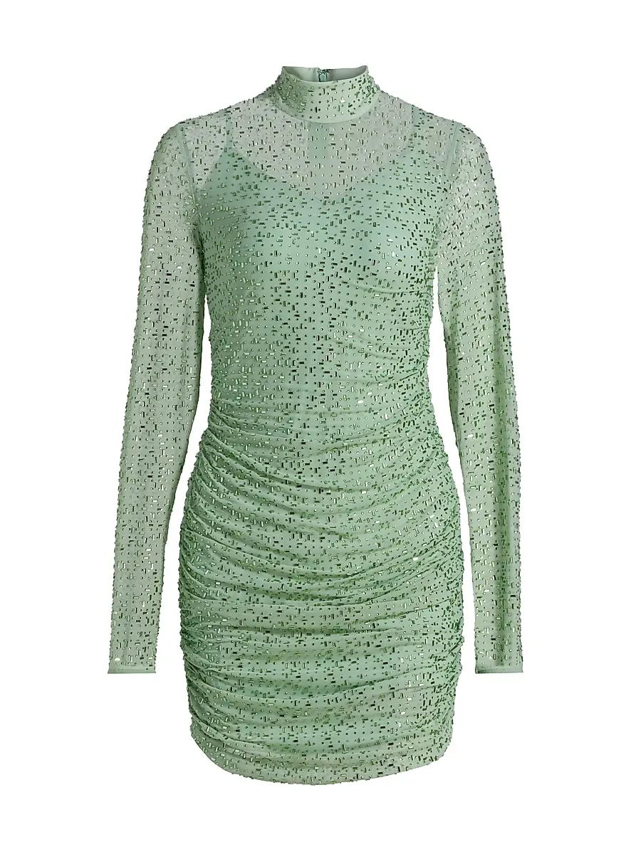 Mariandree Gaitan Women's Claudia Ress Embellished Ruched Minidress - Mint - Size Large | Image 1 Mariandree Gaitan Women's Claudia Ress Embellished Ruched Minidress - Mint - Size Large | Image 1