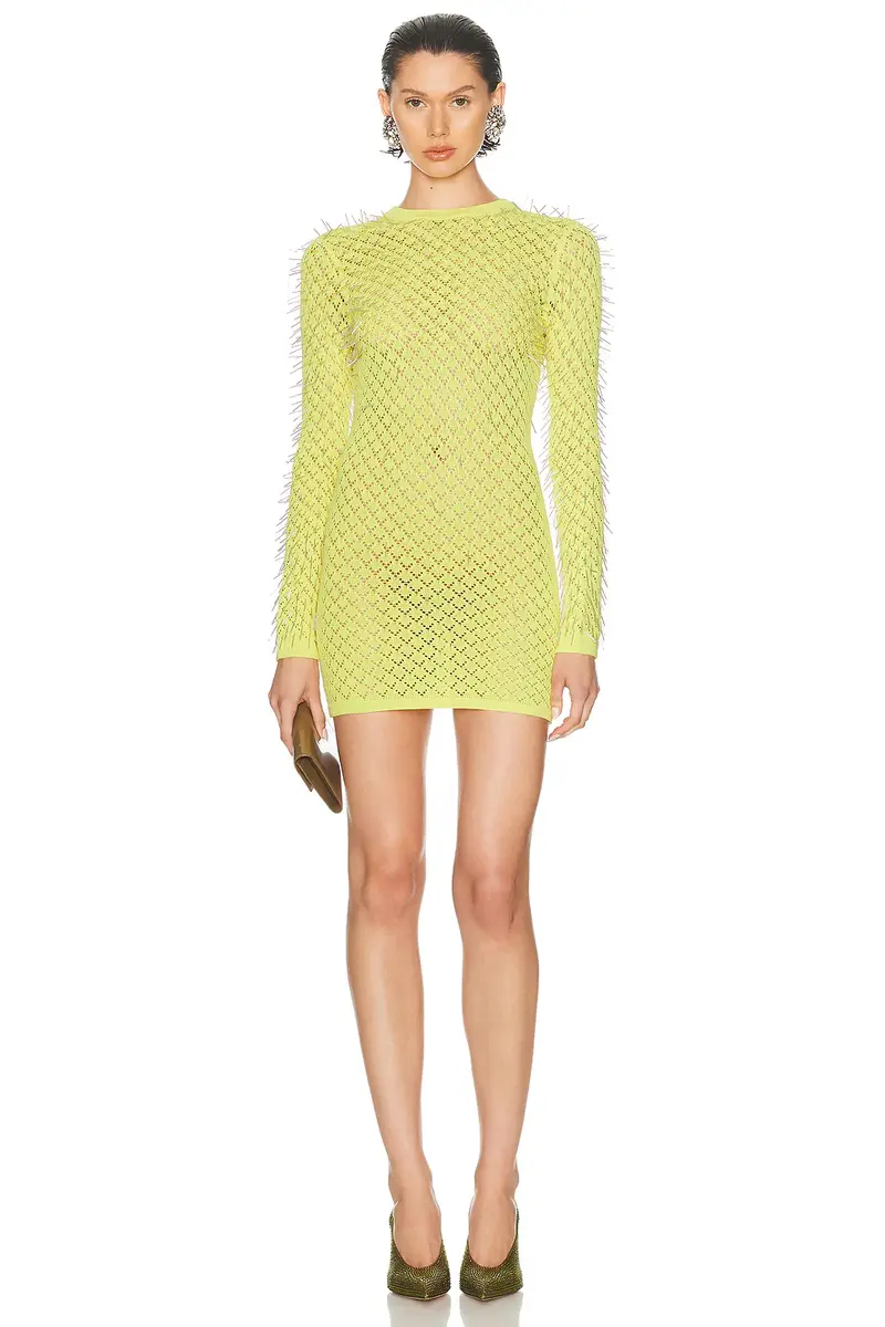 David Koma Gradient Glass Long Sleeve Mini Dress