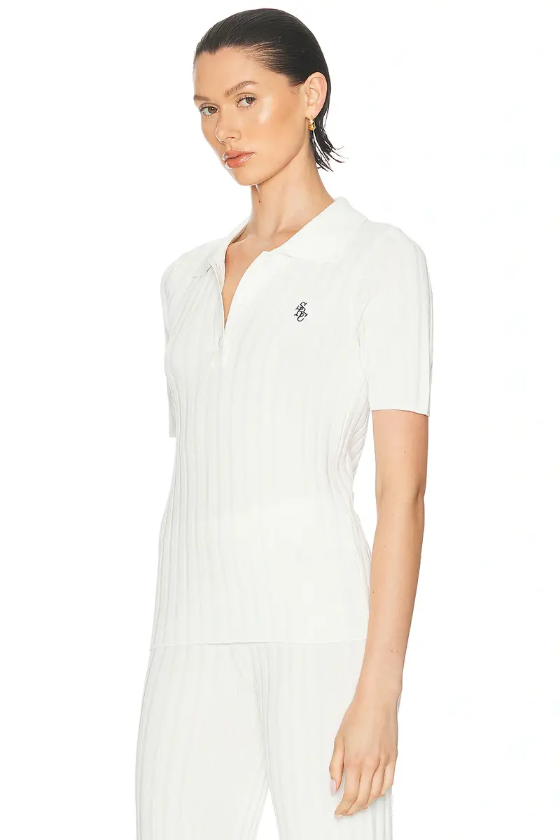 Sporty & Rich SRC Ribbed Polo Top | Thumbnail 2
