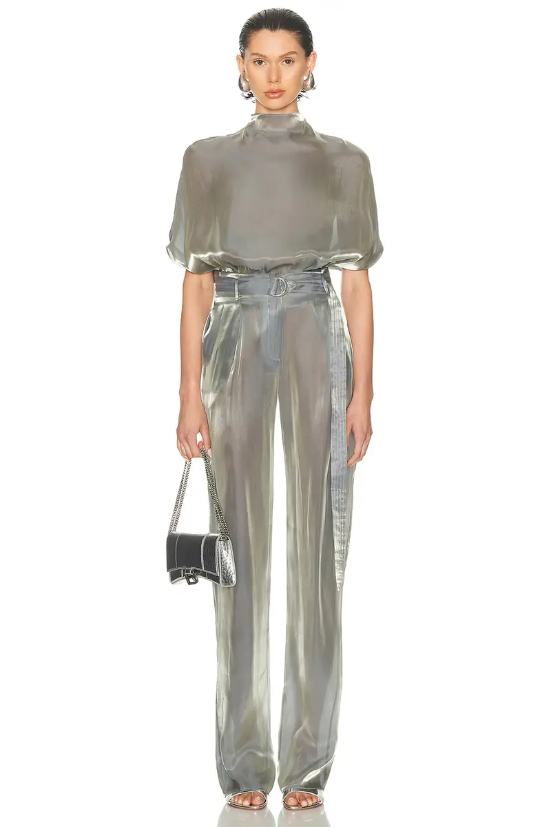 Lapointe Metallic Organza Belted Pant | Thumbnail 5 Lapointe Metallic Organza Belted Pant | Thumbnail 5