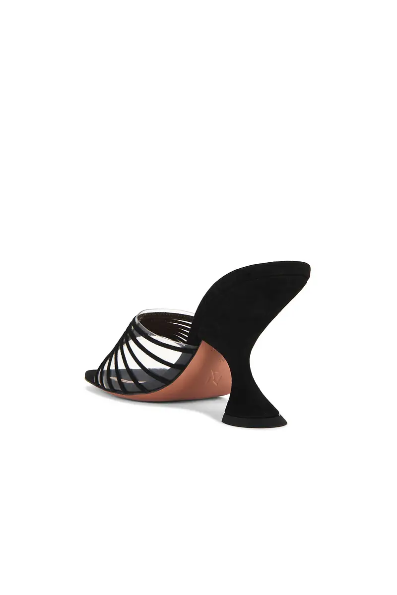 Amina Muaddi Mookie 90 Slipper In Black & Pvc Transparent | Thumbnail 3