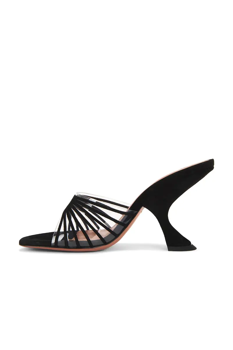 Amina Muaddi Mookie 90 Slipper In Black & Pvc Transparent | Thumbnail 5