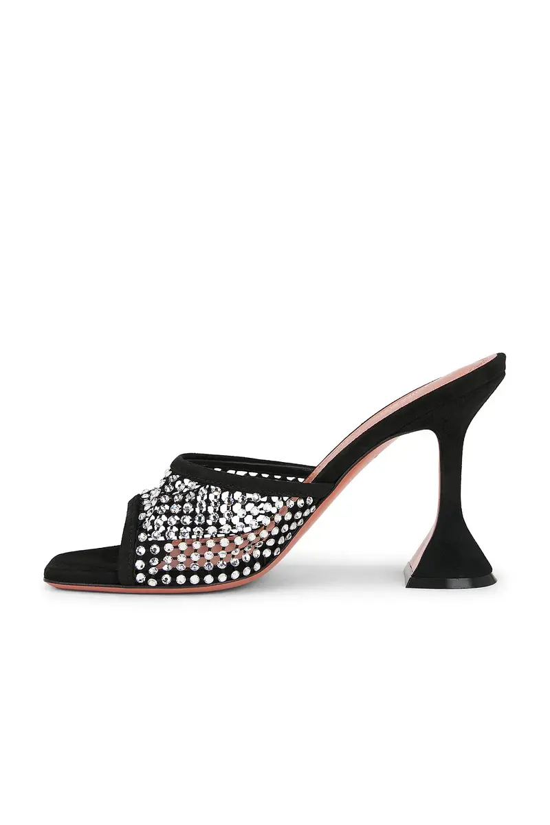 Amina Muaddi Lupita Crystal Net 95 Slipper In Black & White Crystal | Thumbnail 5 Amina Muaddi Lupita Crystal Net 95 Slipper In Black & White Crystal | Thumbnail 5