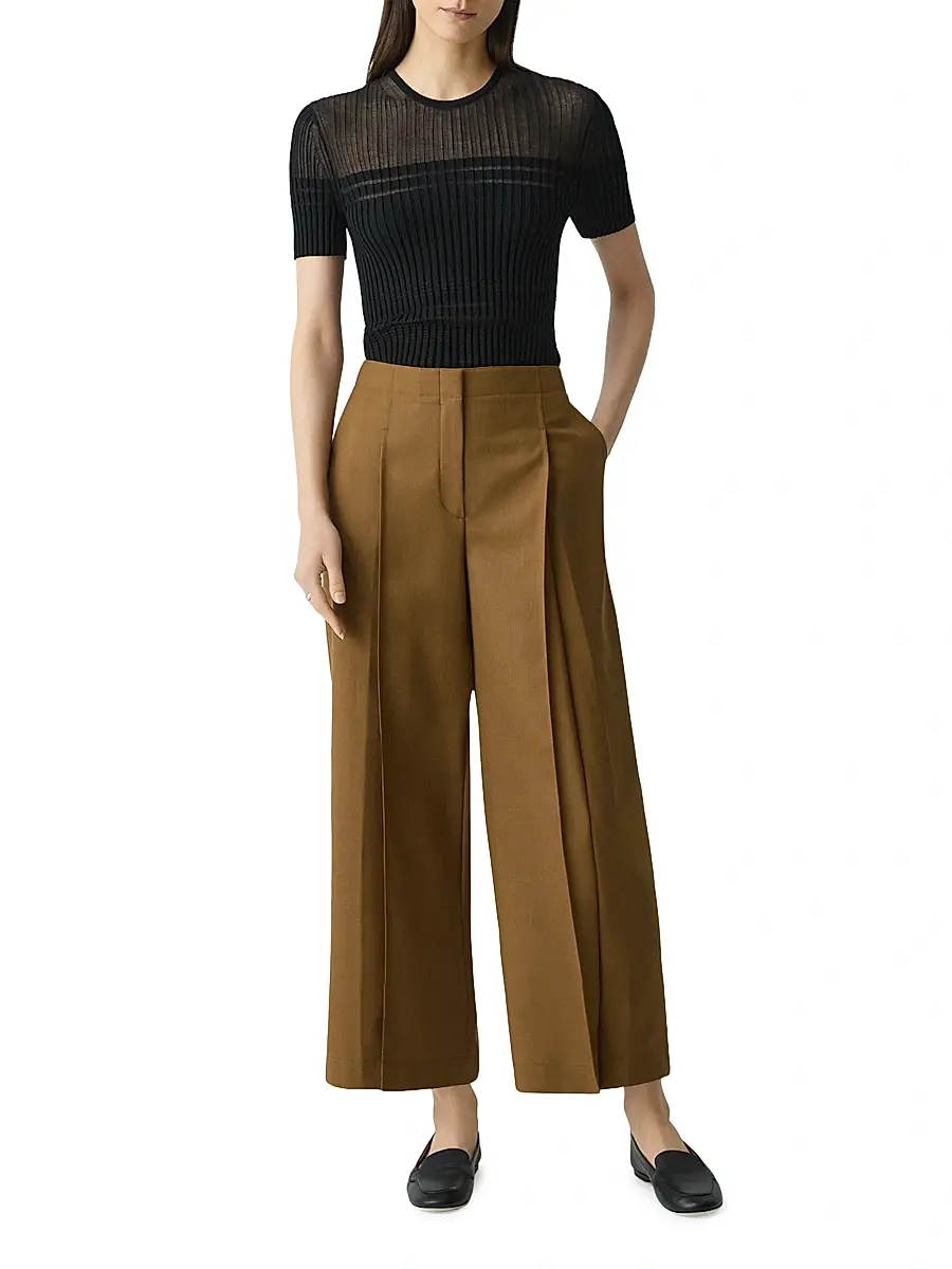 Theory Women's City Twill Deep Pleat Pants | Thumbnail 2 Theory Women's City Twill Deep Pleat Pants | Thumbnail 2