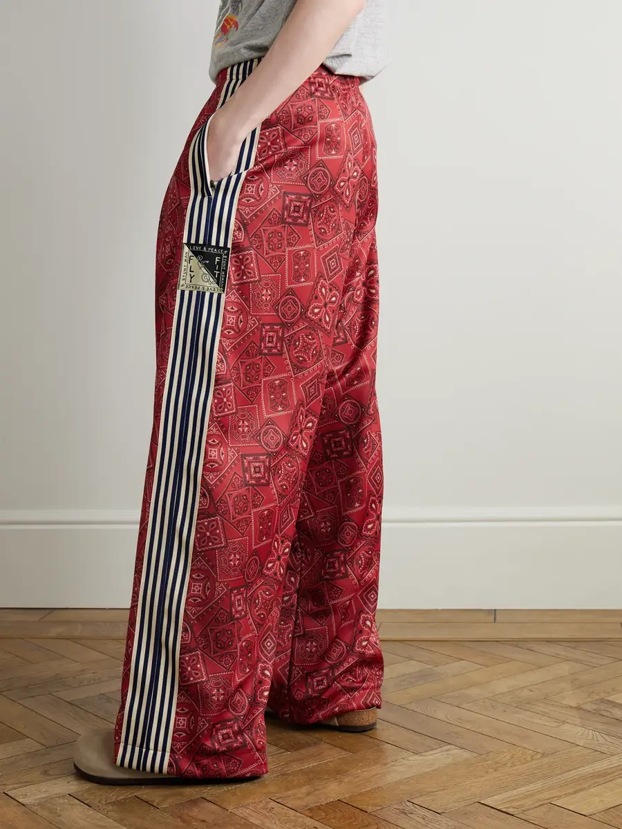KAPITAL Wide-Leg Striped Webbing-Trimmed Bandana-Print Tech-Jersey Track Pants - Men | Thumbnail 4 KAPITAL Wide-Leg Striped Webbing-Trimmed Bandana-Print Tech-Jersey Track Pants - Men | Thumbnail 4