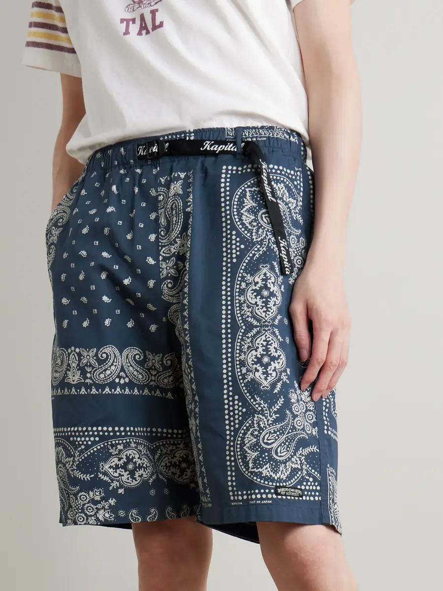 KAPITAL Straight-Leg Belted Bandana-Print Patchwork Cotton-Twill Shorts - Men | Thumbnail 3 KAPITAL Straight-Leg Belted Bandana-Print Patchwork Cotton-Twill Shorts - Men | Thumbnail 3