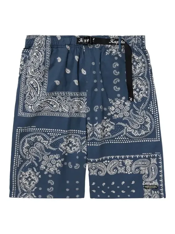 Straight-Leg Belted Bandana-Print Patchwork Cotton-Twill Shorts - Men Straight-Leg Belted Bandana-Print Patchwork Cotton-Twill Shorts - Men