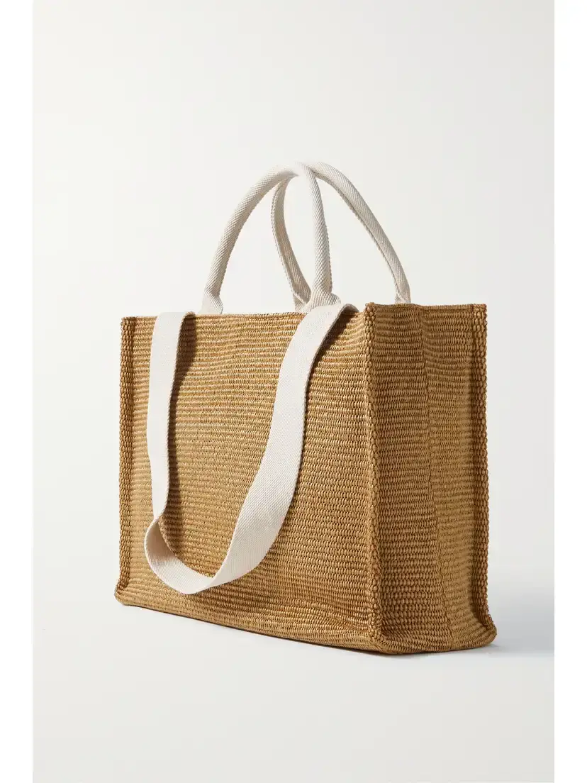 Marni Large Canvas-trimmed Embroidered Raffia Tote | Thumbnail 3