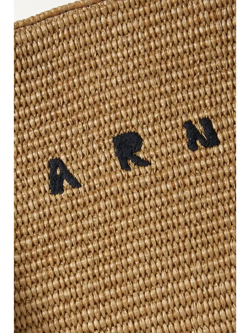 Marni Large Canvas-trimmed Embroidered Raffia Tote | Thumbnail 4