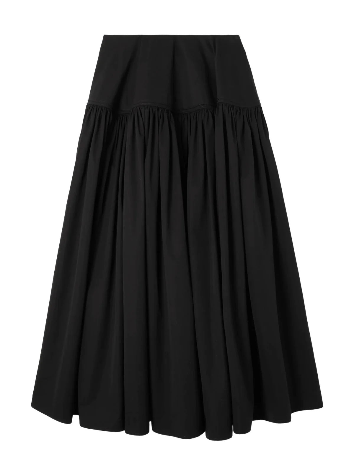 Gathered Cotton-poplin Maxi Skirt
