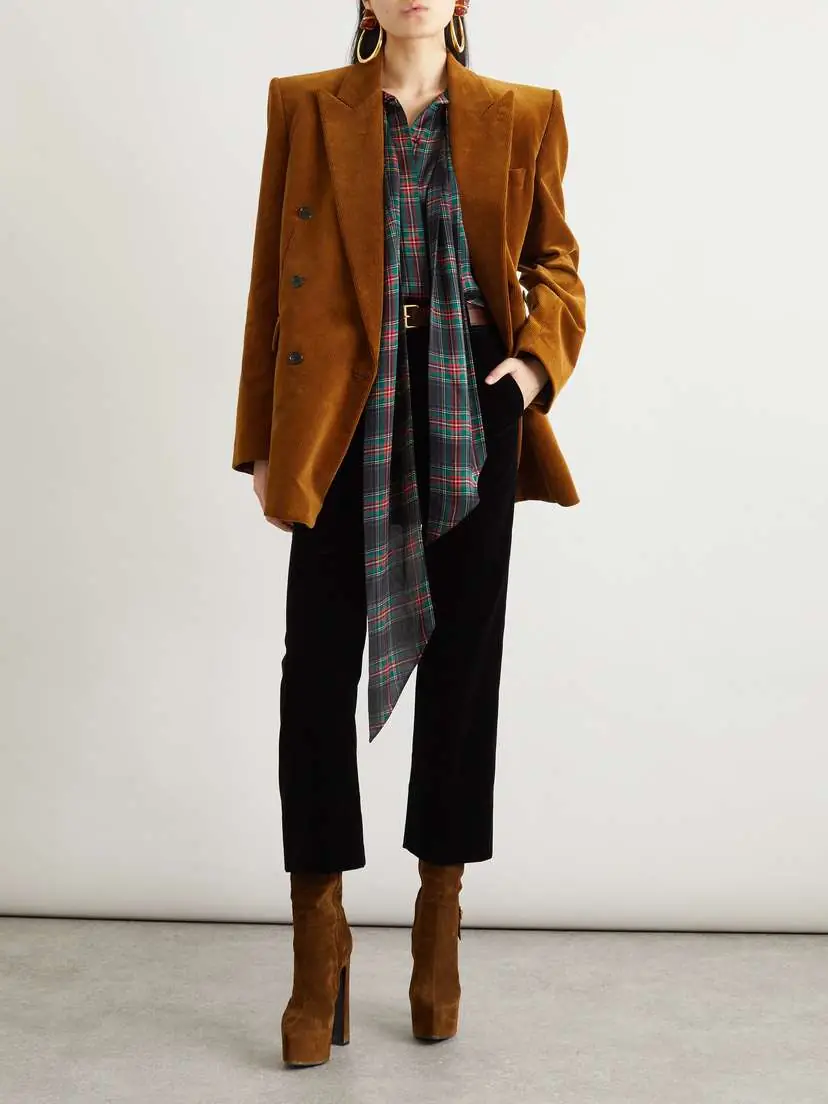 Saint Laurent Pussy-bow Checked Silk-chiffon Blouse | Thumbnail 2