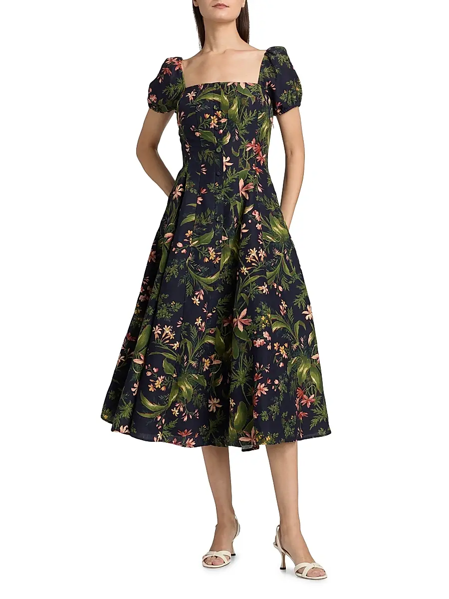 PAIGE Women's Lindi Silk-Linen Midi-Dress | Thumbnail 2 PAIGE Women's Lindi Silk-Linen Midi-Dress | Thumbnail 2