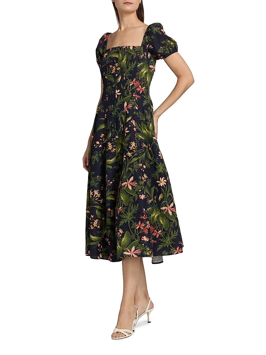 PAIGE Women's Lindi Silk-Linen Midi-Dress | Thumbnail 4 PAIGE Women's Lindi Silk-Linen Midi-Dress | Thumbnail 4