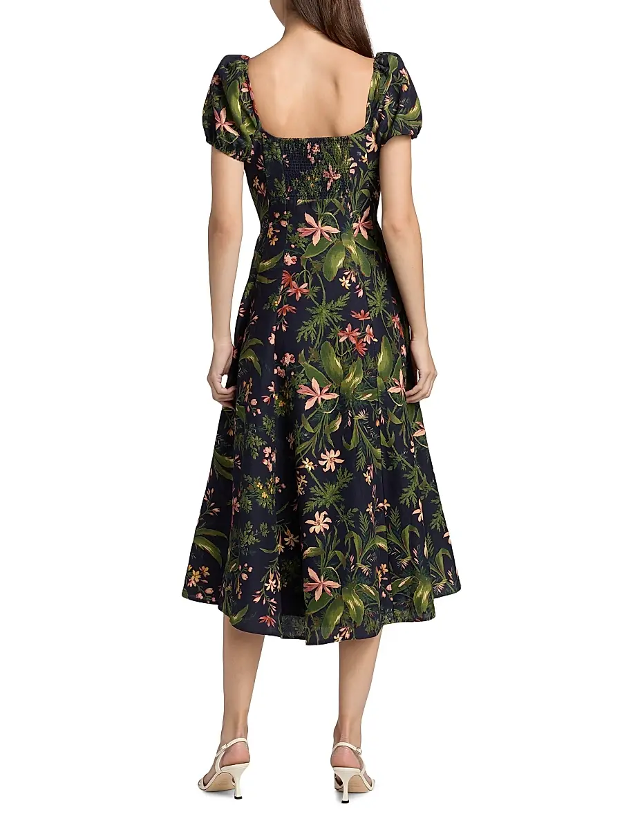 PAIGE Women's Lindi Silk-Linen Midi-Dress | Thumbnail 5 PAIGE Women's Lindi Silk-Linen Midi-Dress | Thumbnail 5