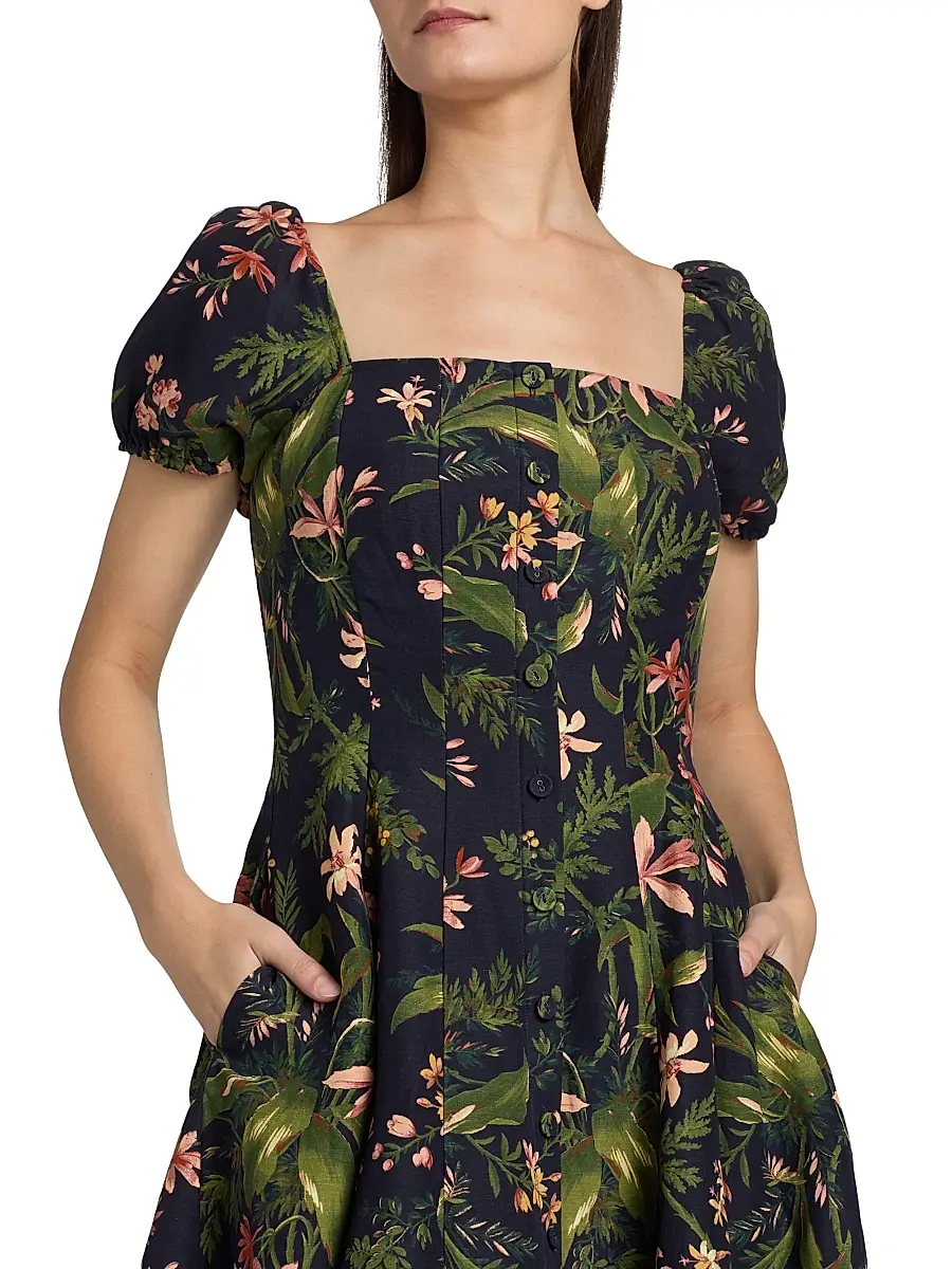 PAIGE Women's Lindi Silk-Linen Midi-Dress | Thumbnail 6 PAIGE Women's Lindi Silk-Linen Midi-Dress | Thumbnail 6