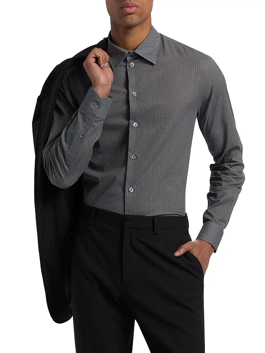 Emporio Armani Men's Micro Chevron Sport Shirt | Thumbnail 3