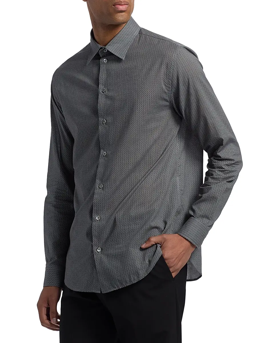 Emporio Armani Men's Micro Chevron Sport Shirt | Thumbnail 4