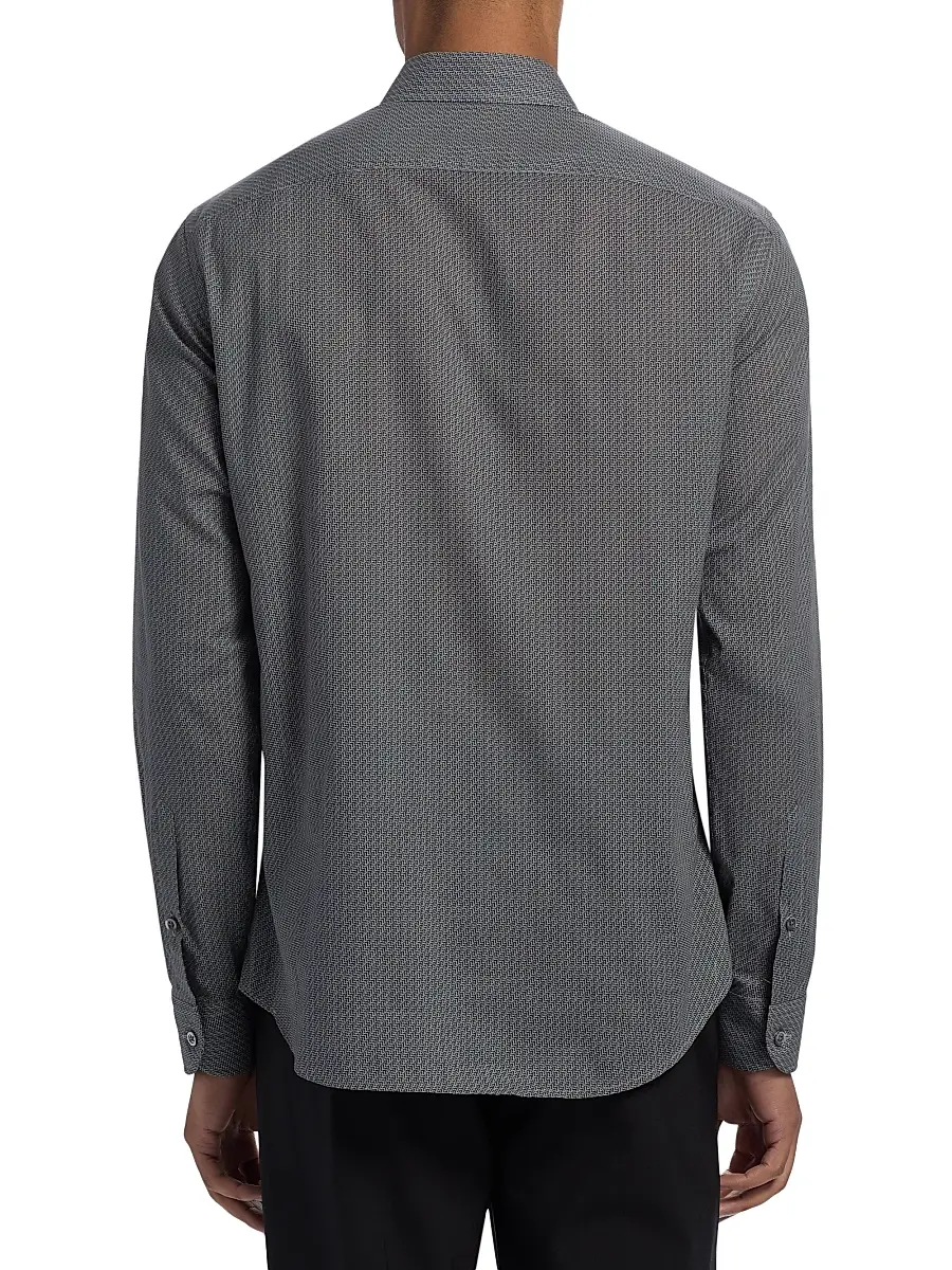 Emporio Armani Men's Micro Chevron Sport Shirt | Thumbnail 5