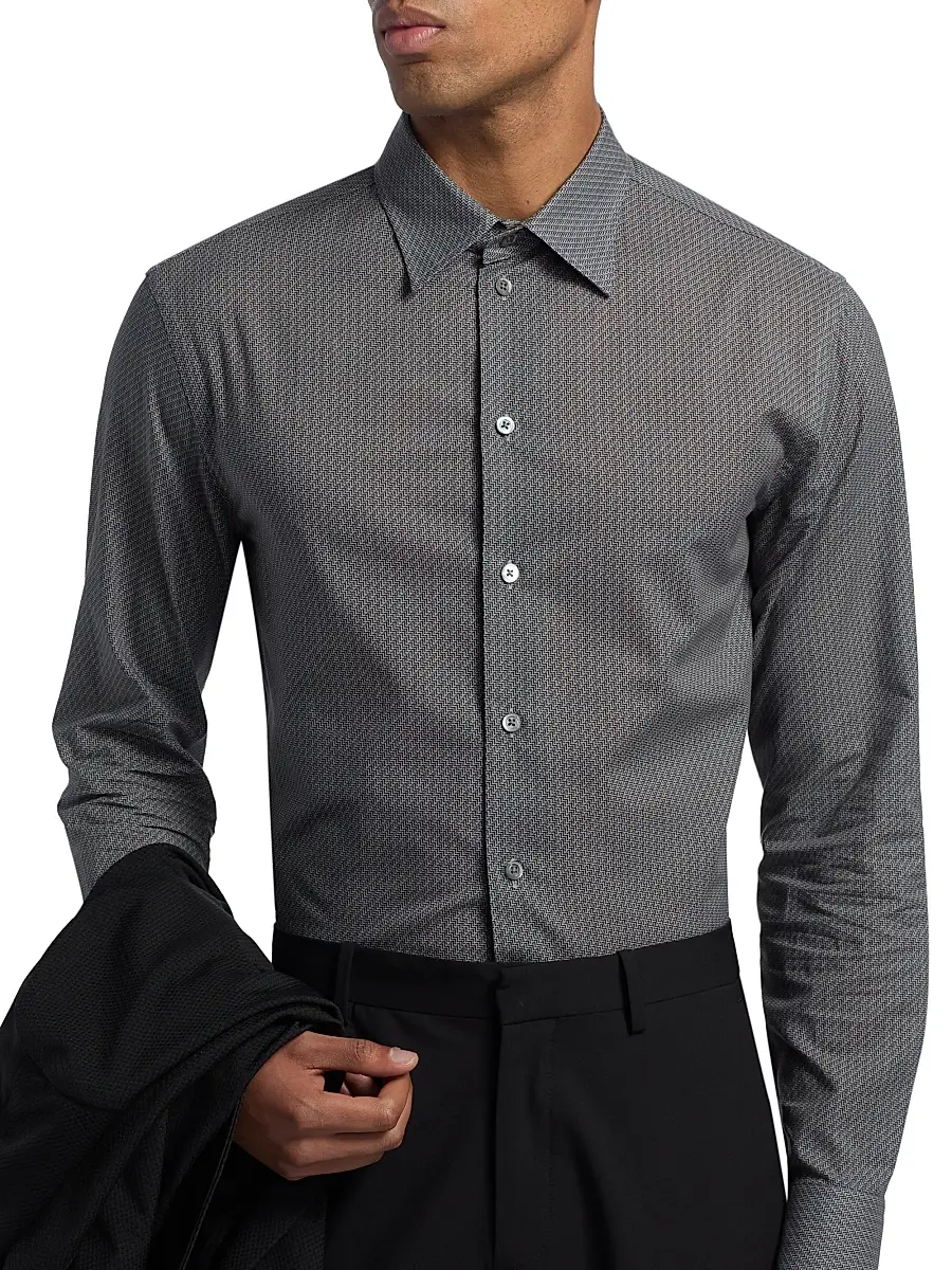Emporio Armani Men's Micro Chevron Sport Shirt | Thumbnail 6